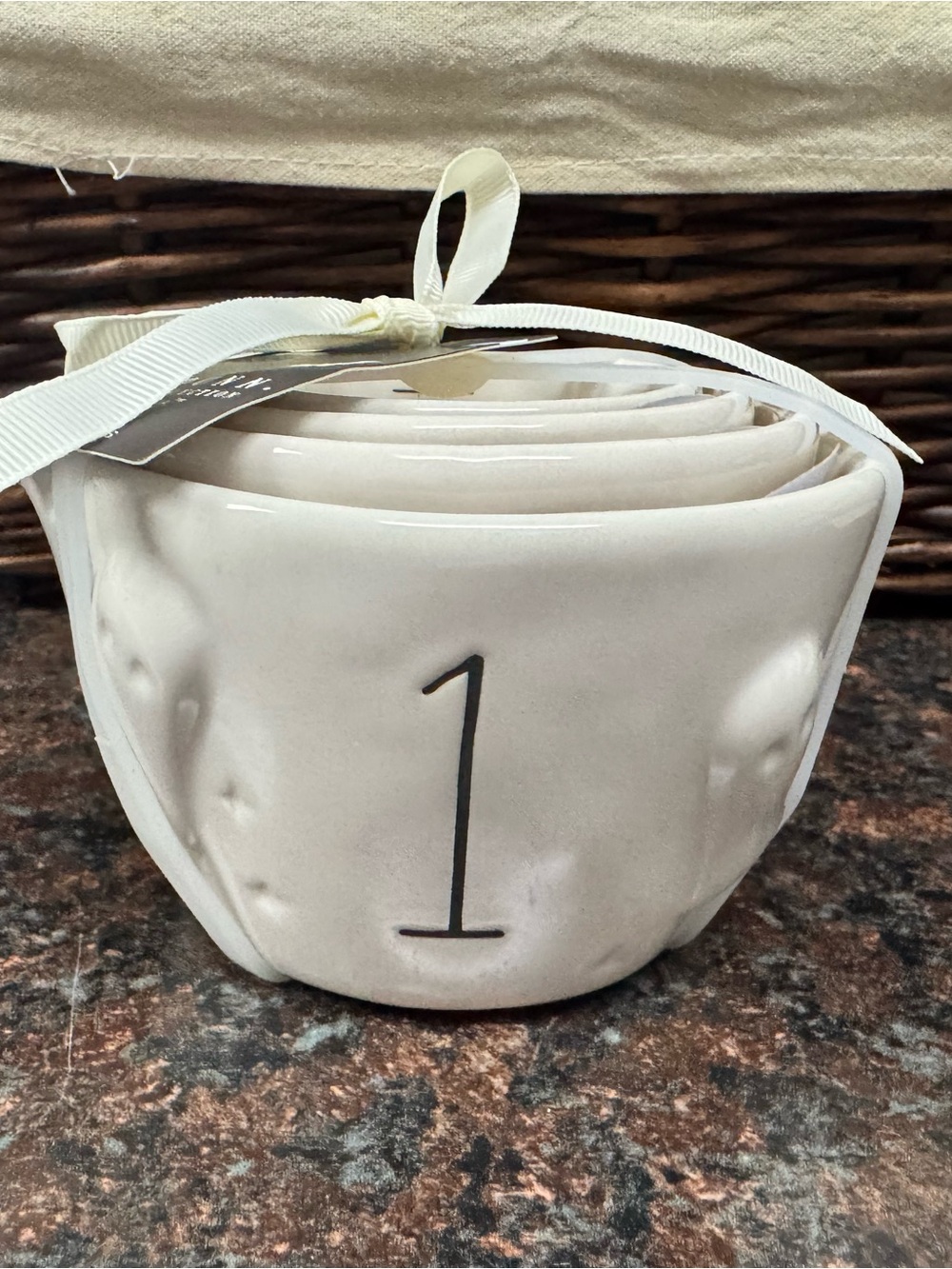 Rae Dunn ghost Ceramic Numbered measuring cups in Cream Halloween